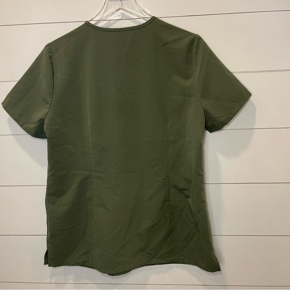 Figs Olive Green Scrub Top and Pants Set with Orange Drawstring - Picture 5 of 8